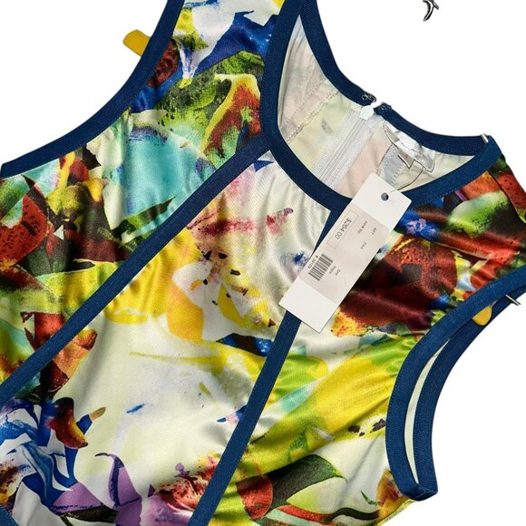 Parker NEW NWT abstract ART to wear peplum fitted zip top S $264 - Picture 3 of 4